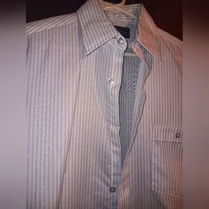 Blue and White Pinstriped Sparkly Button Down Shirt✨️